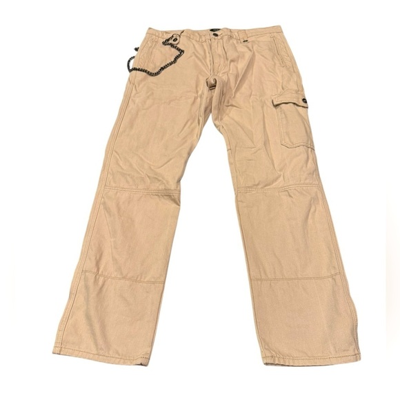 Forever 21 Tan Cargo Pants Chain Accent Y2K Slim Men’s Size 38 - Picture 1 of 3